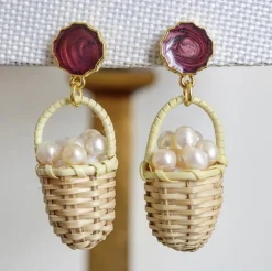 Chefanie Baskets of Pearls| Earrings|Baskets