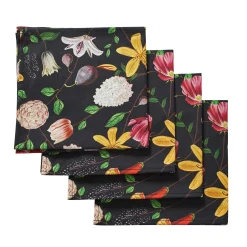 Chefanie Black Flat Flower Napkins (4)| Dinner Napkins