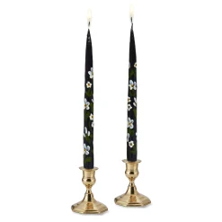 Chefanie Black Floral Painted Tapers (2)| Candles