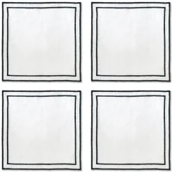 Chefanie Black Trim Cocktail Napkins (4)| Cocktail Napkins