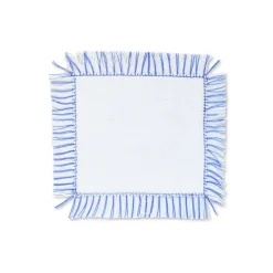 Chefanie Blue & White Fringe Cocktail Napkins (4)| Cocktail Napkins