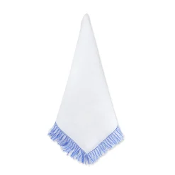 Chefanie Blue & White Fringe Dinner Napkins (4)| Dinner Napkins