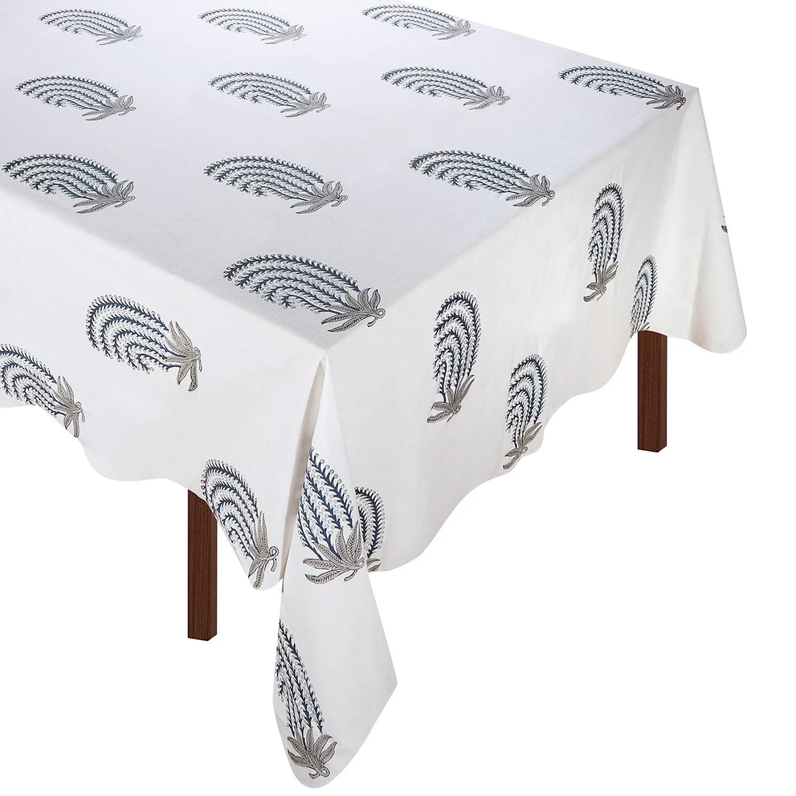 Chefanie Blue Grey Buteh Tablecloth| Tablecloths