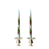 Chefanie Blue Painted Tulip Tapers (2)| Candles