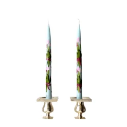 Chefanie Blue Painted Tulip Tapers (2)| Candles