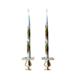 Chefanie Blue Painted Tulip Tapers (2)| Candles