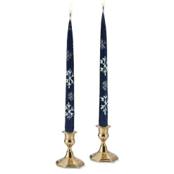 Chefanie Blue Snowflake Painted Tapers (2)| Candles