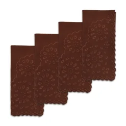 Chefanie Brown Eyelet Dinner Napkins (4)| Dinner Napkins
