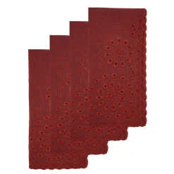 Chefanie Burgundy Eyelet Dinner Napkins (4)| Dinner Napkins