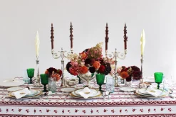 Chefanie Burgundy Stripe Tablecloth| Tablecloths