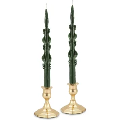 Chefanie Forest Green Baroque Tapers (2)| Candles