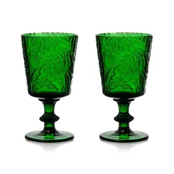 Chefanie Green Embossed Stem Glasses (4)| Glassware