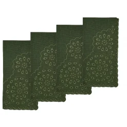 Chefanie Green Eyelet Dinner Napkins (4)| Dinner Napkins