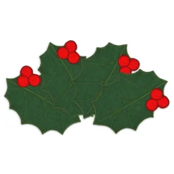 Chefanie Green Holly Leaf Cocktail Napkins (4)| Cocktail Napkins