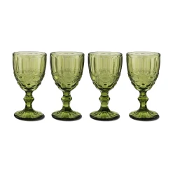 Chefanie Green Tulip Stem Glasses (4)| Glassware