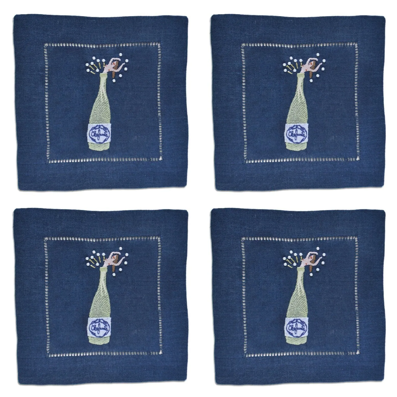 Chefanie Midnight Champagne Girl Cocktail Napkins (4)| Cocktail Napkins