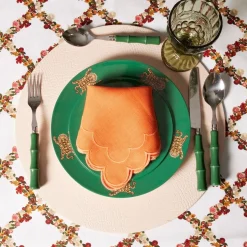 Chefanie Orange Scalloped Dinner Napkins (4)| Dinner Napkins