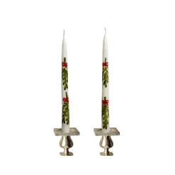Chefanie Painted Mistletoe Tapers (2)| Candles