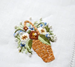 Chefanie Pearl Flower Basket Dinner Napkins (4)| Dinner Napkins