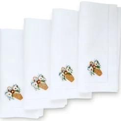 Chefanie Pearl Flower Basket Dinner Napkins (4)| Dinner Napkins