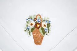 Chefanie Pearl Flower Basket Dinner Napkins (4)| Dinner Napkins