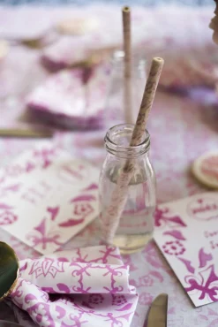 Chefanie Pink & White Ceramic Straws (4)| Straws
