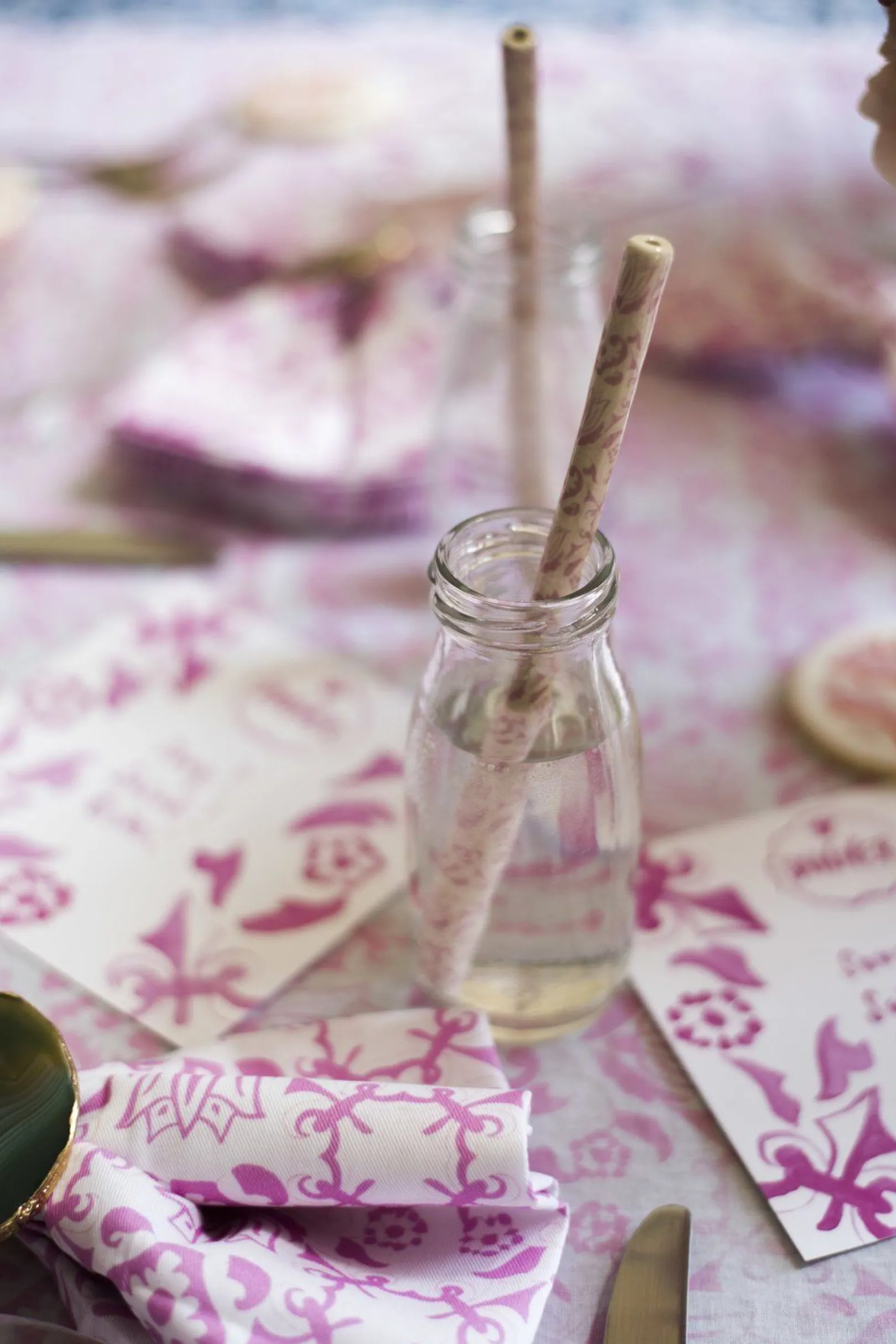 Chefanie Pink & White Ceramic Straws (4)| Straws