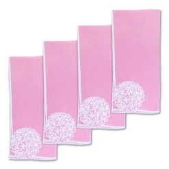 Chefanie Pink Hydrangea Linen Dinner Napkins (4)| Dinner Napkins