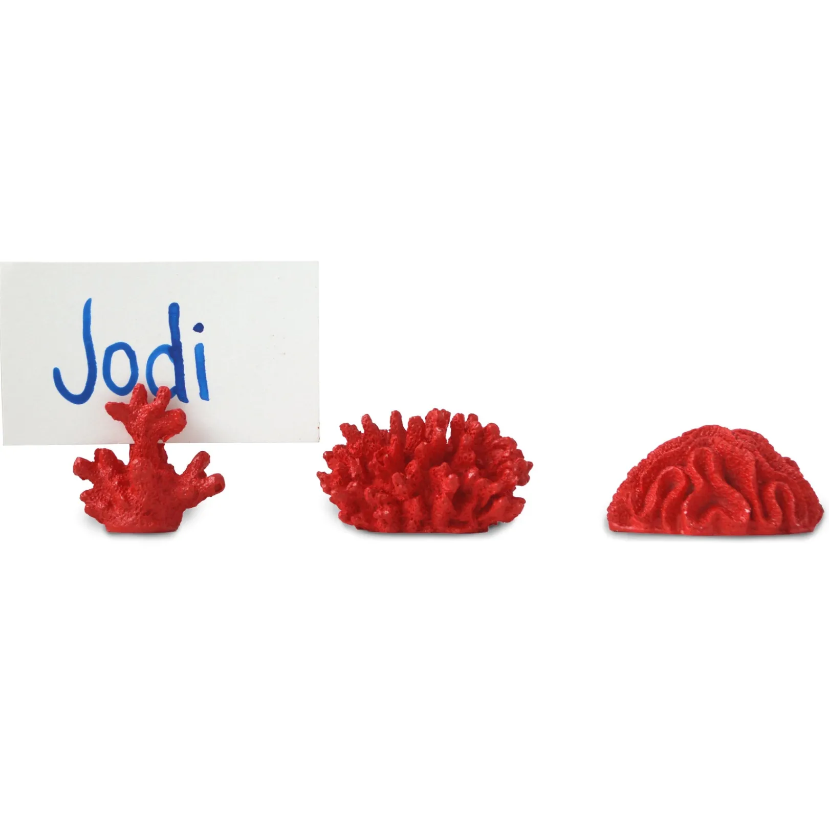 Chefanie Red Coral Placecard Holders (3)| Placecard Holders