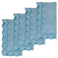 Chefanie Sea Foam Scalloped Dinner Napkins (4)| Dinner Napkins