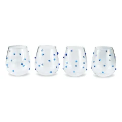 Chefanie Stemless Blue Dot Glasses (4)| Glassware