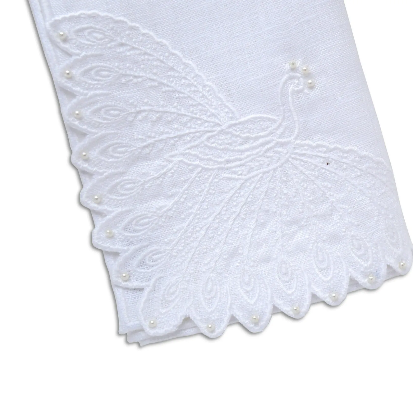 Chefanie White Peacock Dinner Napkins (4)| Dinner Napkins