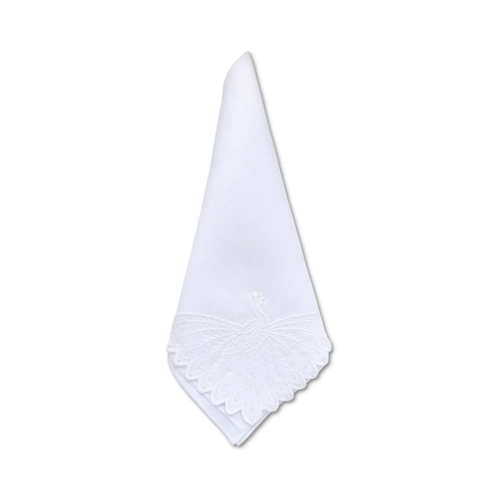 Chefanie White Peacock Dinner Napkins (4)| Dinner Napkins